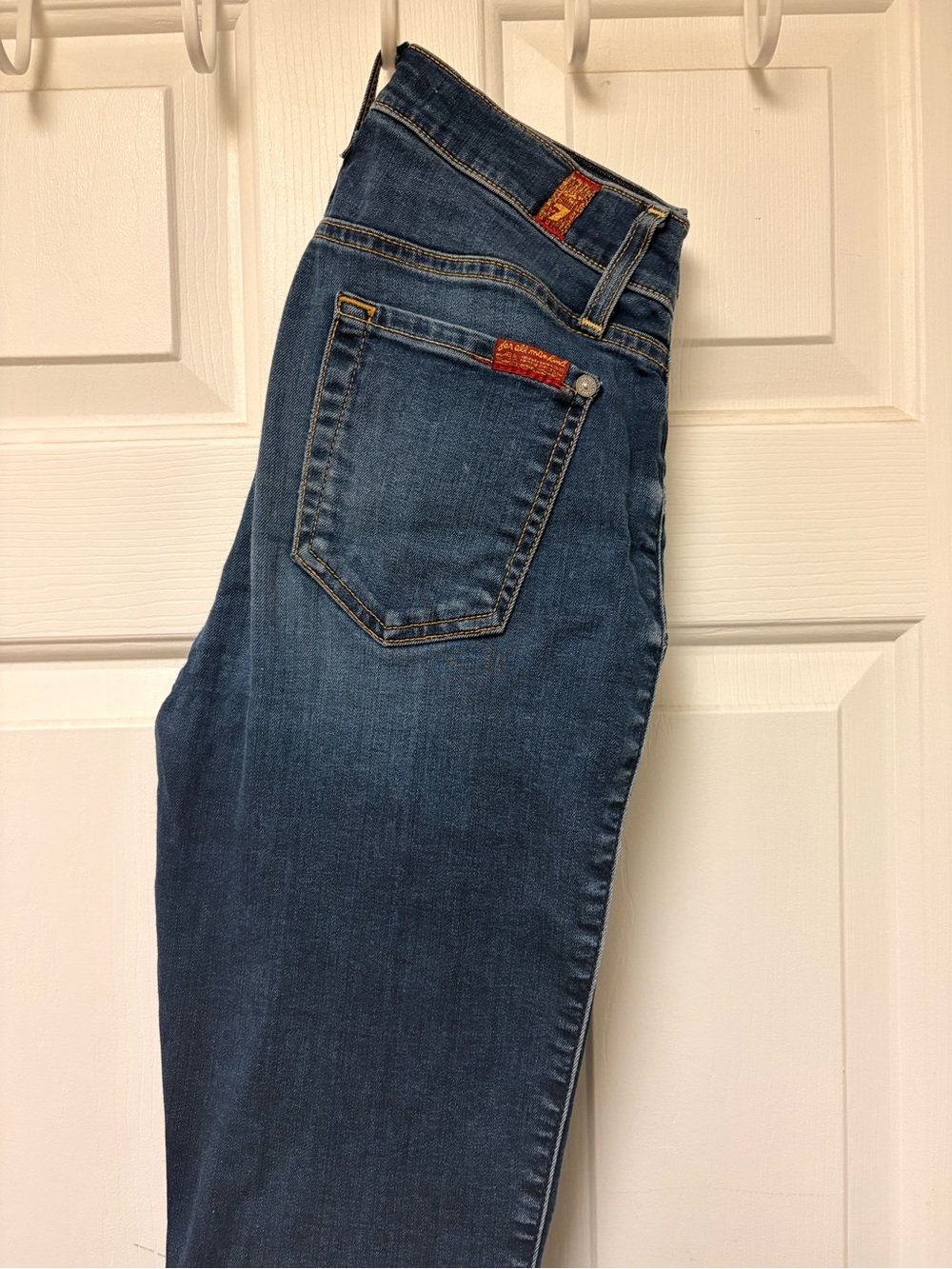 7 For All Mankind Women's Straight Leg Dark Blue Jeans